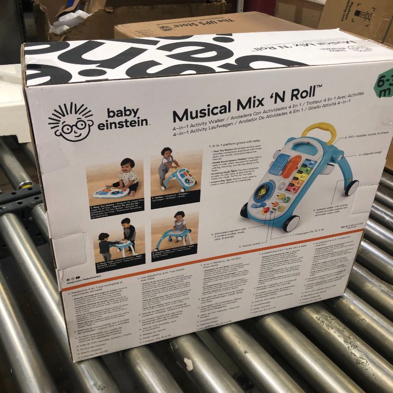 Photo 1 of Baby Einstein Musical Mix ‘N Roll 4-in-1 Push Walker, Activity Center, Toddler Table and Floor Toy for 6 Months+, Blue
