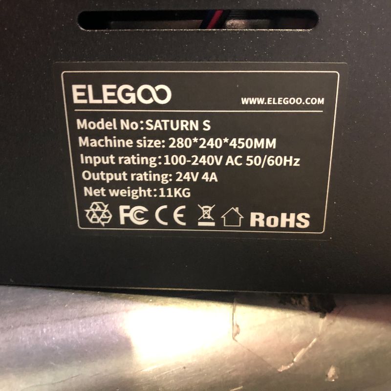 Photo 7 of ELEGOO Resin 3D Printer, Saturn S Mono MSLA 3D Printer, UV Photocuring Resin LCD 3D Printer with 9.1 inches 4K Monochrome LCD, Off-Line Print, 196x122x210mm / 7.71x4.80x8.26 inches Printing Size
