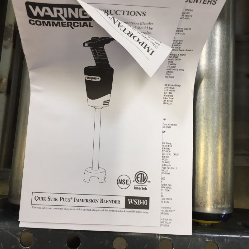 Photo 4 of Waring WSB40 Quik Stik 10" Two-Speed Immersion Blender - 1/2 HP
