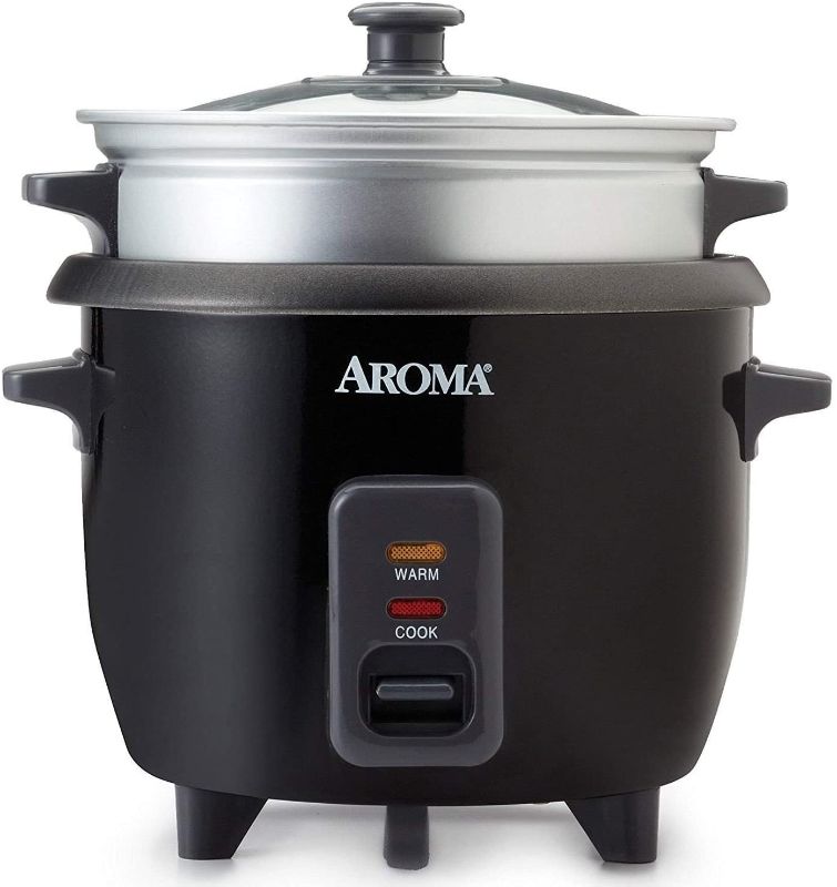 Photo 1 of 6-Cup Black Rice Cooker with Removable Steam Tray
