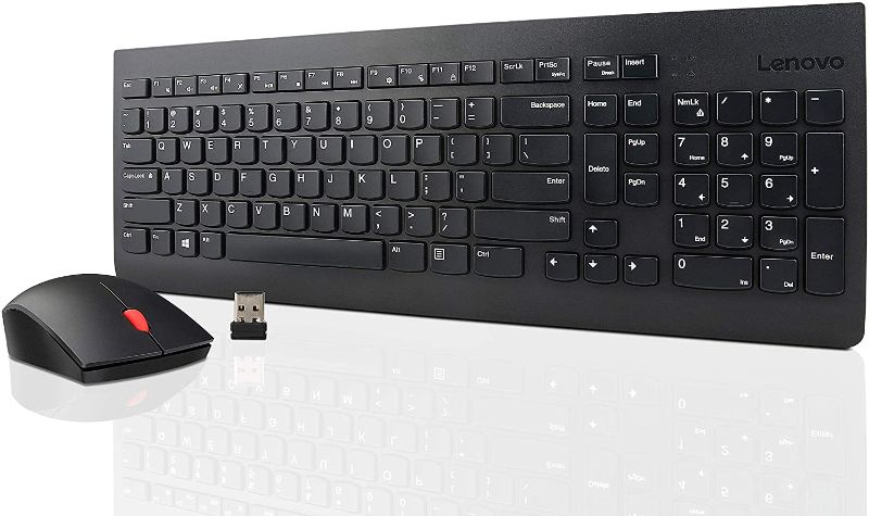 Photo 1 of Lenovo 510 Wireless Keyboard & Mouse Combo, 2.4 GHz Nano USB Receiver, Full Size, Island Key Design, Left or Right Hand, 1200 DPI Optical Mouse, GX30N81775, Black
