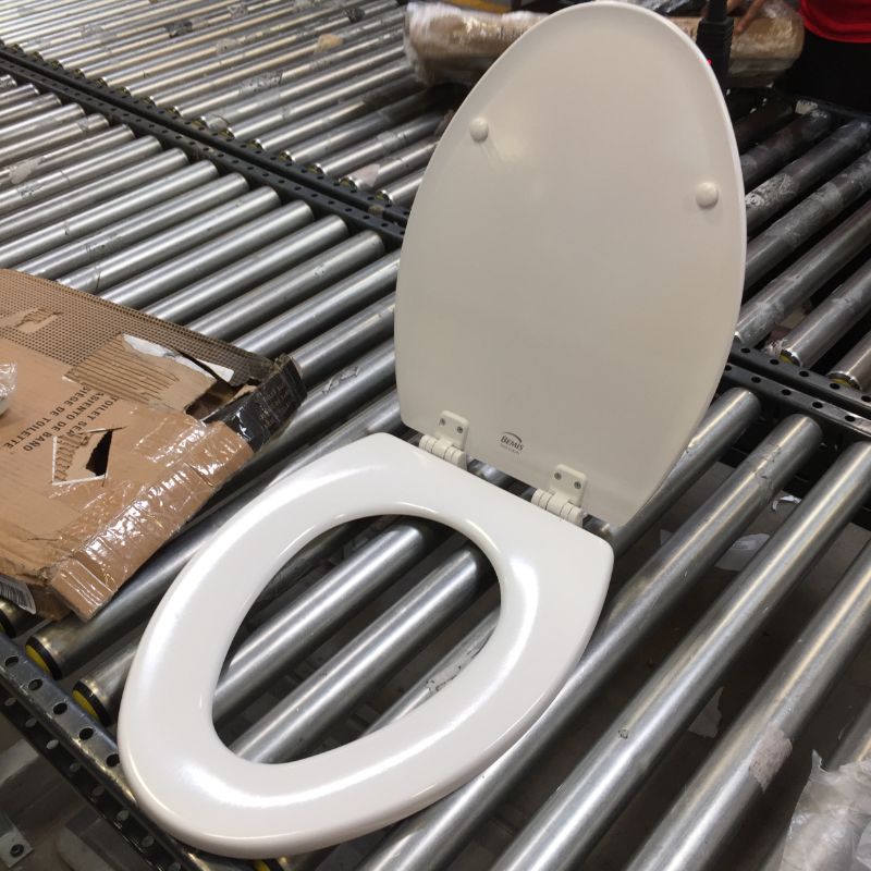 Photo 1 of Bemis 1500EC 390 Toilet Seat with Easy Clean & Change Hinges, Elongated, Durable Enameled Wood, Cotton White
