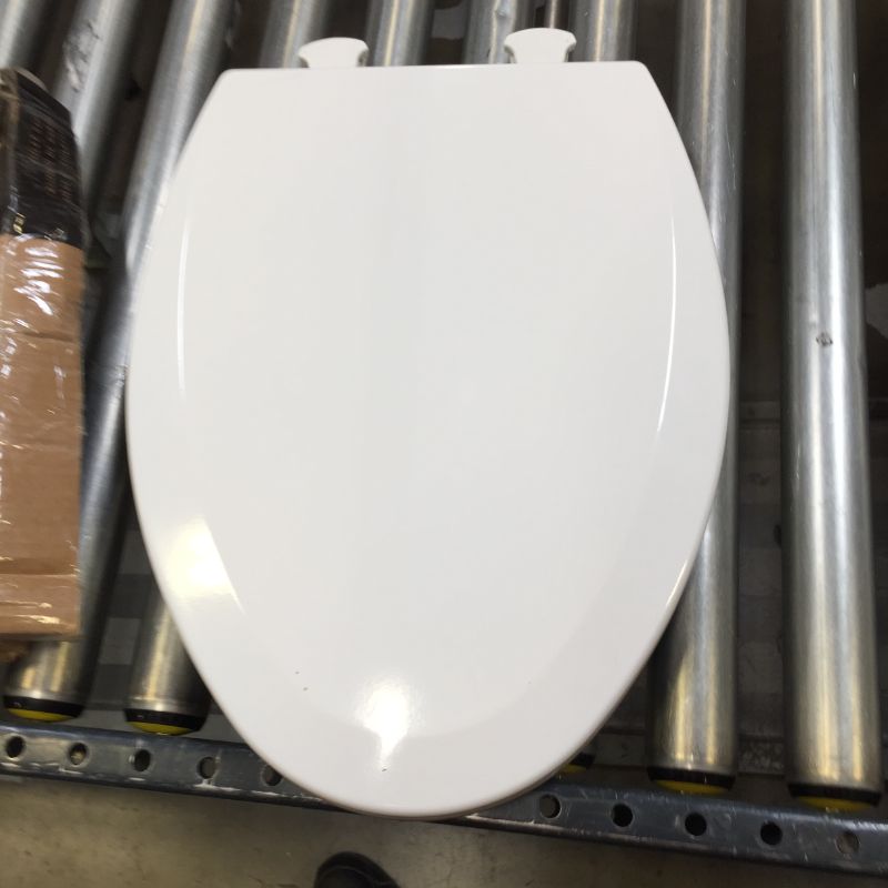Photo 1 of Bemis 1500EC 390 Toilet Seat with Easy Clean & Change Hinges, Elongated, Durable Enameled Wood, Cotton White
