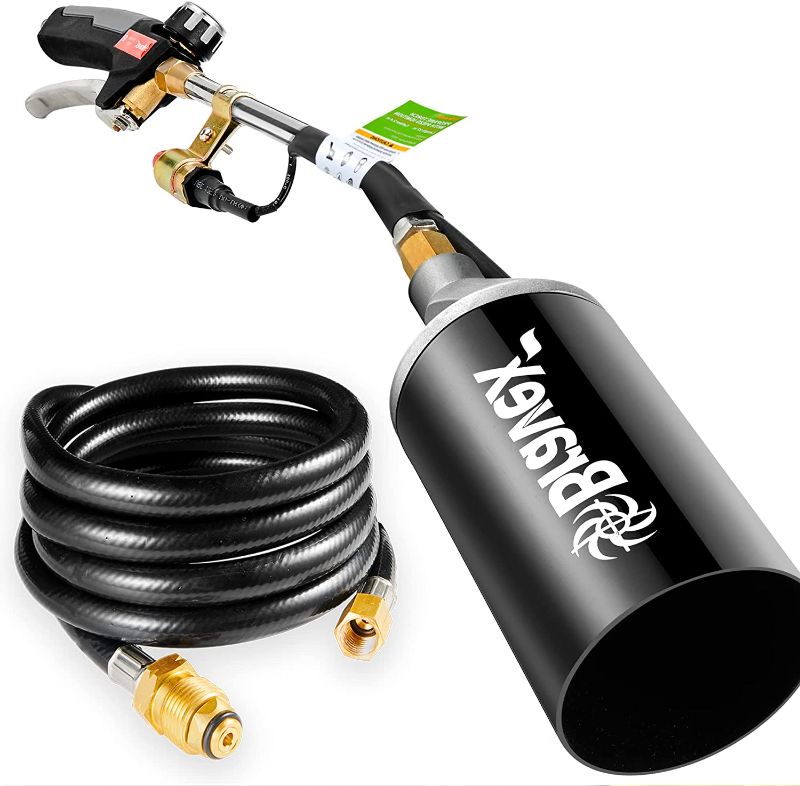 Photo 1 of Bravex Propane Torch Weed Burner Torch Heavy Duty with Piezo Ignition High Output 500,000 BTU, Piezo Electric Ignition Weed Torch Wand with 6.5 ft Hose Ice Snow Melter For Weeds, Roofing, Roads
