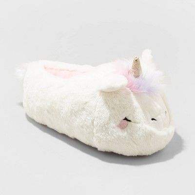 Photo 1 of Girls' Unicorn Slippers - Cat & Jack™ White --- LARGE --- PACK OF 3 