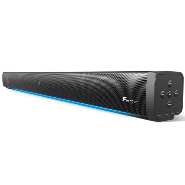 Photo 1 of Foxnovo 2.0 Sound Bar 60W Smart Soundbar with LED Ambient Light for television Includes Tablet Wireless 5.0 Audio Speaker for Home STB Gaming Computer Projector