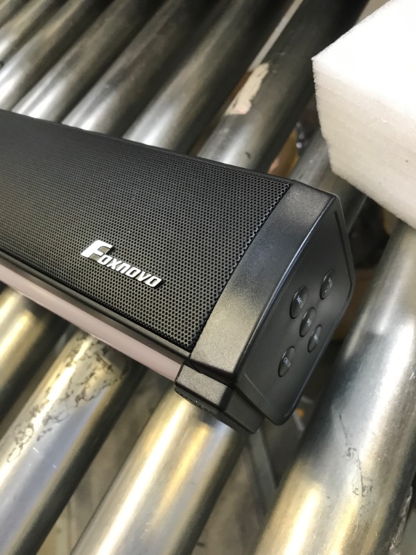 Photo 1 of Foxnovo 2.0 Sound Bar 60W Smart Soundbar with LED Ambient Light for television Includes Tablet Wireless 5.0 Audio Speaker for Home STB Gaming Computer Projector
