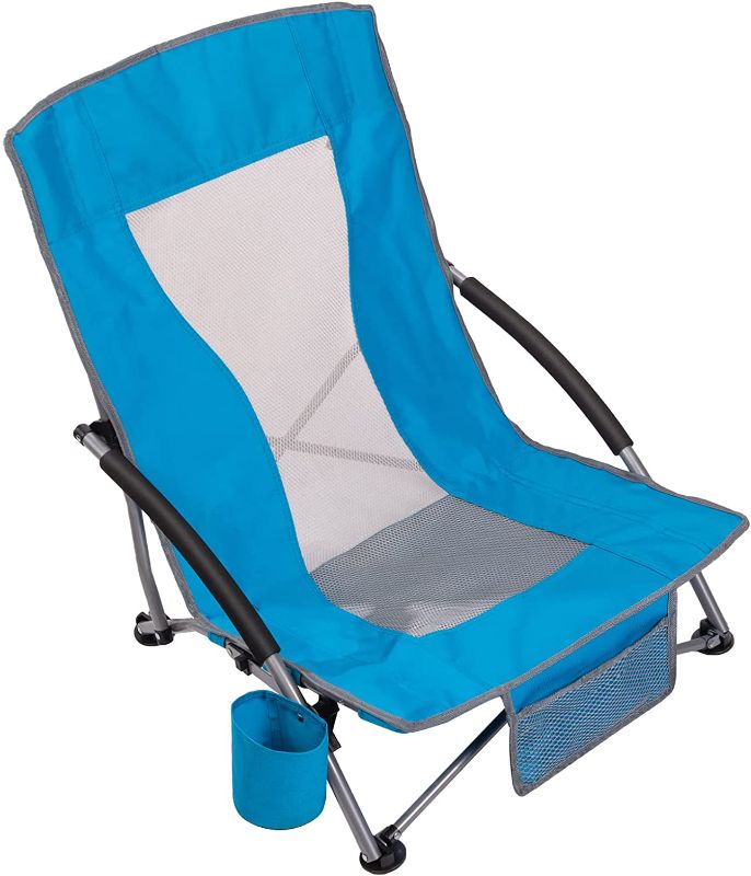 Photo 1 of AsterOutdoor Low Sling Beach Chair Folding Lightweight Mesh Back Sand Chair for Camping Outdoor Lawn, Carry Bag Included, Supports 250lbs
