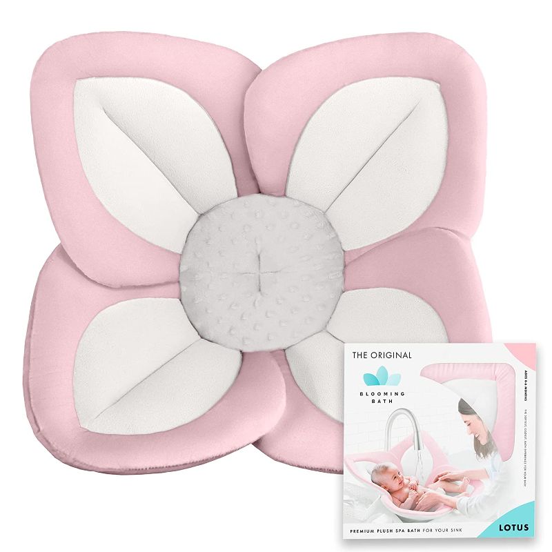 Photo 1 of Blooming Bath Lotus - Baby Bath Seat for Sink - Premium Baby Bathtub - Newborn Bath Baby Essentials - Baby Gifts - Pink - 33". MODERATE USE, MINOR STAINS ON ITEM, NO BOX PACKAGING.
