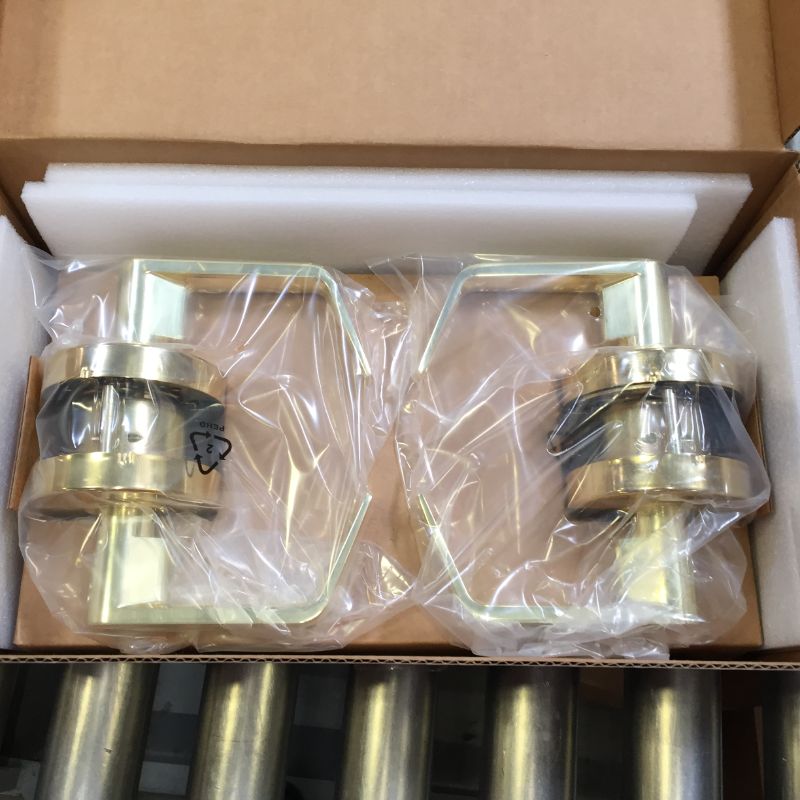 Photo 1 of AmazonCommercial Grade 2 Commercial DutyDoor Lever-Privacy Lockset, Polished Brass Finish, 2-Pack
