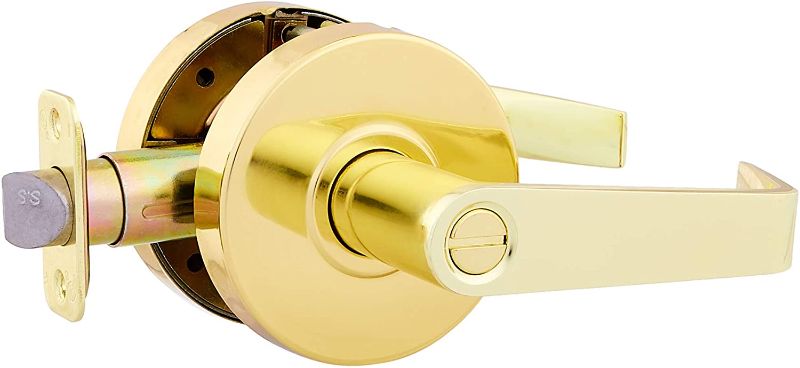 Photo 1 of AmazonCommercial Grade 2 Commercial DutyDoor Lever-Privacy Lockset, Polished Brass Finish, 2-Pack
