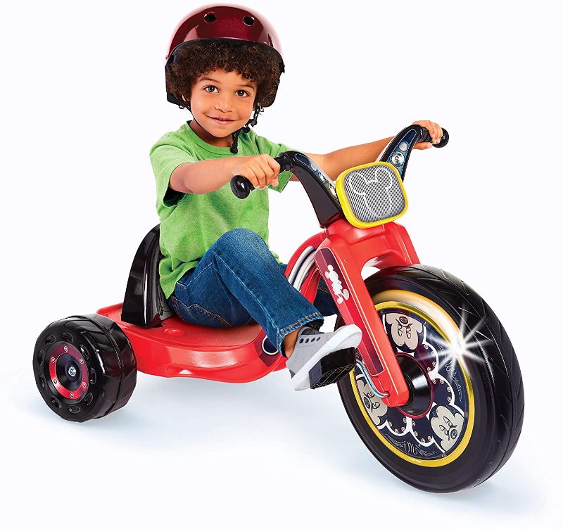 Photo 1 of Fly Wheels Kids Tricycle Mickey Mouse 15" Junior Cruiser Ride-On, Pedal Powered Trike with Build-in Light On Both Sides of Big Wheel, for Kids Boys Girls Ages 3-7 Year Old
