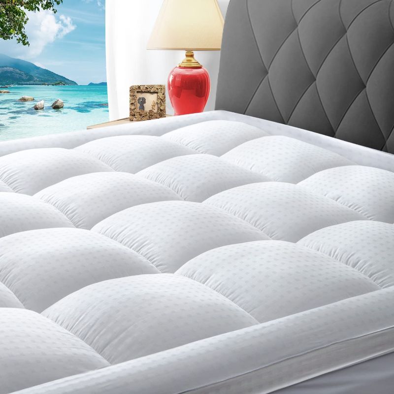 Photo 1 of Cooling Mattress Topper Twin Size, 400TC Cotton Extra Thick Pillow Top Mattress Pad for Back Pain– Plush Soft Hotel Quality Mattress Cover, 8-21” Deep Pocket, 900GSM Down Alternative Fill