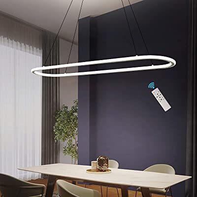 Photo 1 of Modern Linear LED Chandelier, Contemporary Pendant Light Dimmable Hanging Light Fixture with Remote Control 23.6
