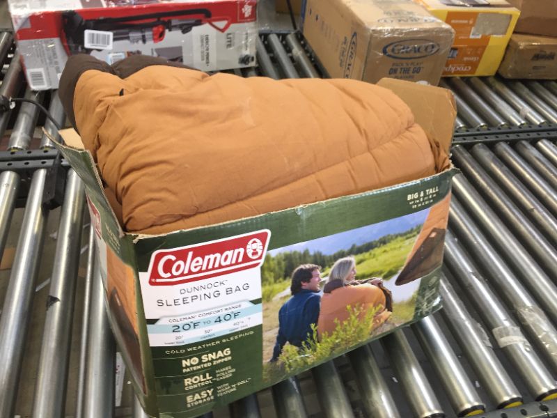 Photo 2 of Coleman Dunnock Cold Weather Adult Sleeping Bag , Brown, heights up to 6 feet 4 inch tall
