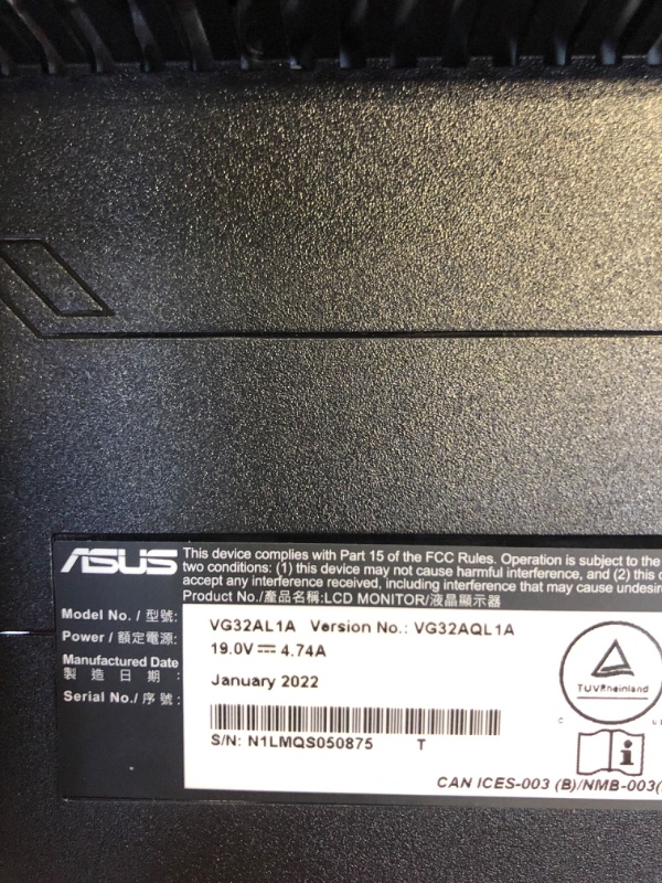 Photo 6 of ASUS TUF Gaming 32” 1440P Gaming Monitor (VG32AQL1A) - QHD (2560 x 1440), IPS, 170Hz, 1ms, Extreme Low Motion Blur Sync, FreeSync Premium, 99% DCI-P3, DisplayPort, HDMI, USB Hub, DisplayHDR 400
