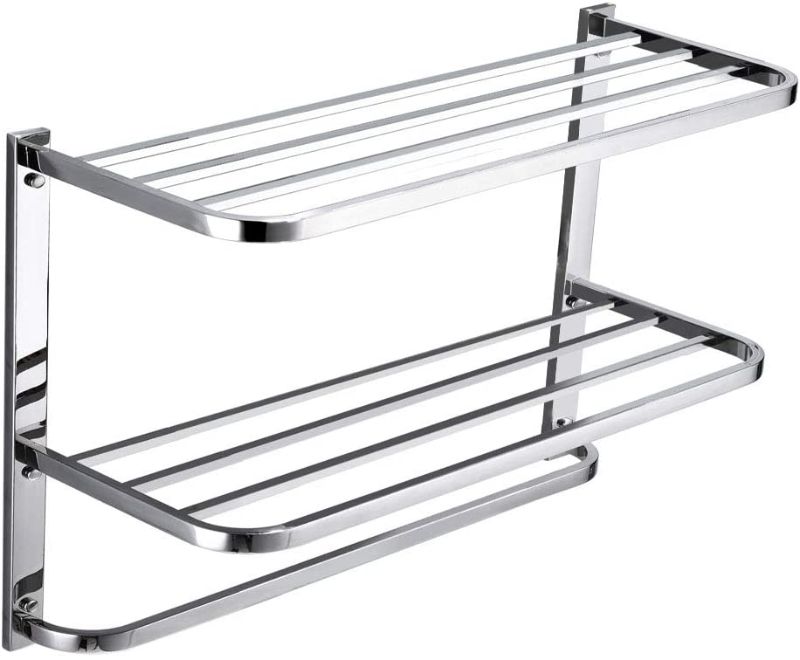 Photo 1 of 3-Tier Bathroom Shelf with Towel Bars, Stainless Steel Wall Mounting Rack,29-1/4 Inch
