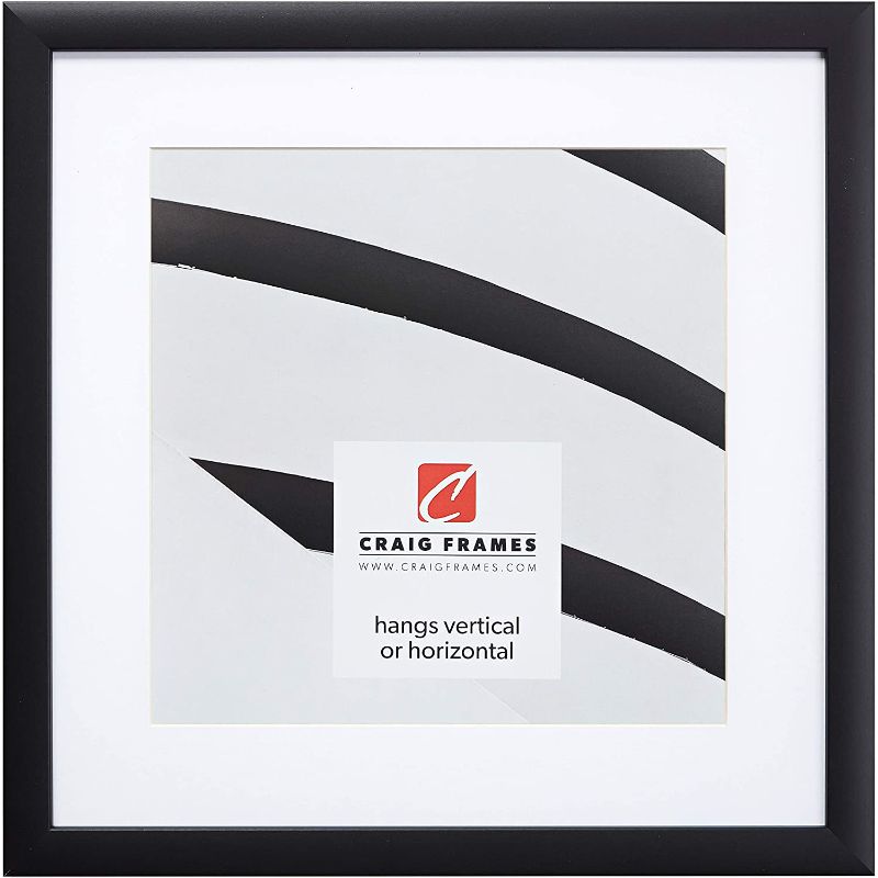 Photo 1 of Craig Frames 16 by 16-Inch Black Picture Frame, Single White Mat with 1 - 12 by 12-Inch Square Opening
