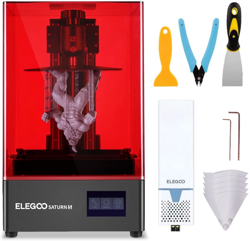 Photo 1 of ELEGOO Saturn S 3D Printer, MSLA UV Resin Printer with 9.1 inch 4K Monochrome LCD, Odor Reducing Facility, Speedy Printing and High Precision, 7.7x4.8x8.2 inch Larger Printing Size
