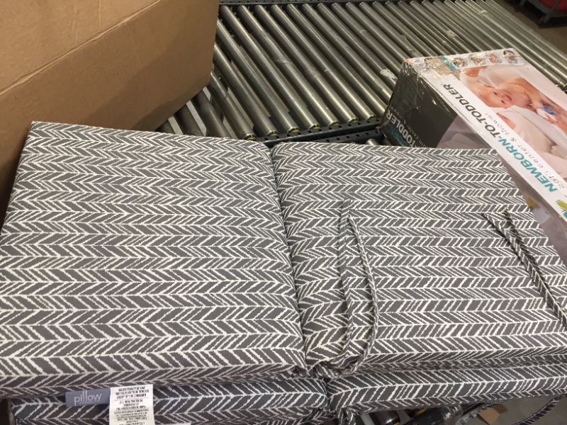 Photo 1 of 4 PK Pillow Perfect 610047 Outdoor/Indoor Herringbone Slate Square Corner Chair Cushion, 36.5" x 18", Gray
