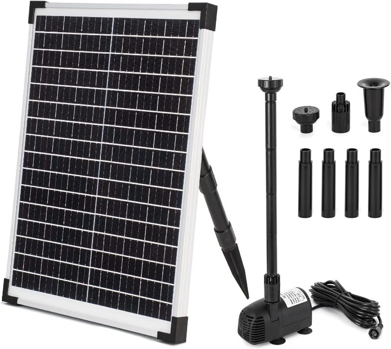 Photo 1 of ECO-WORTHY Solar Fountain Water Pump Kit 25 W, 410GPH Submersible Powered Pump and 25 Watt Solar Panel for Sun Powered Fountain, Fish Pond, Pond Aeration, Hydroponics, Garden Decoration, Aquaculture…
