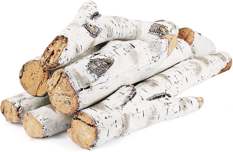 Photo 1 of Hisencn 26" Gas Fireplace Log Set Ceramic White Birch, Fireplace Log for Gas Fireplace Indoor Insert, Vented, Propane Gas, Electric Gas Fireplace, Linear Fire Pits Ceramic Fiber, Fireplace Decor, 6PCS
