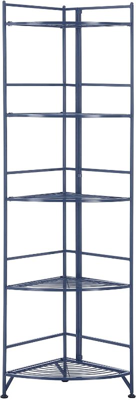 Photo 1 of Convenience Concepts Xtra Storage 5-Tier Folding Metal Corner Shelf, Cobalt Blue
