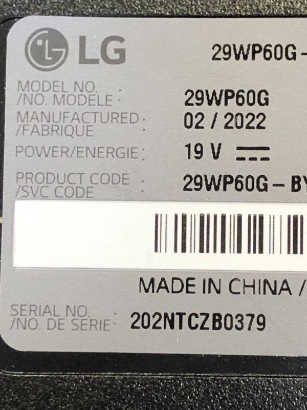Photo 4 of LG 29WP60G-B UltraWide Monitor 29" 21:9 FHD (2560 x 1080) IPS Display, sRGB 99% Color Gamut, HDR 10, USB Type-C Connectivity, 3-Side Virtually Borderless Display - Black
