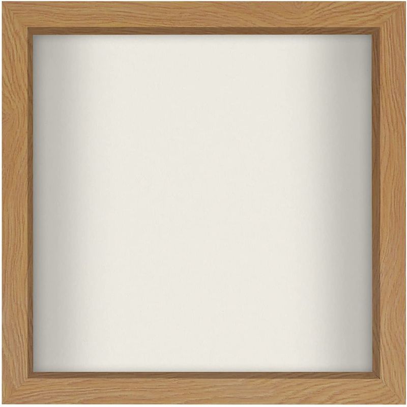 Photo 1 of Americanflat 11x11 Shadow Box Frame in Oak with Soft Linen Back - Composite Wood with Polished Glass for Wall and Tabletop
