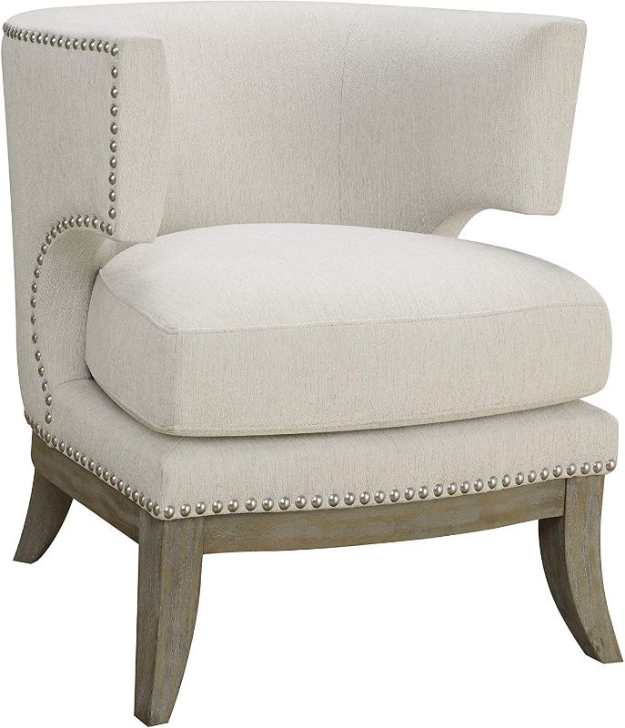 Photo 1 of Coaster Home Furnishings Accent Chair with Barrel Back White and Weathered Grey
