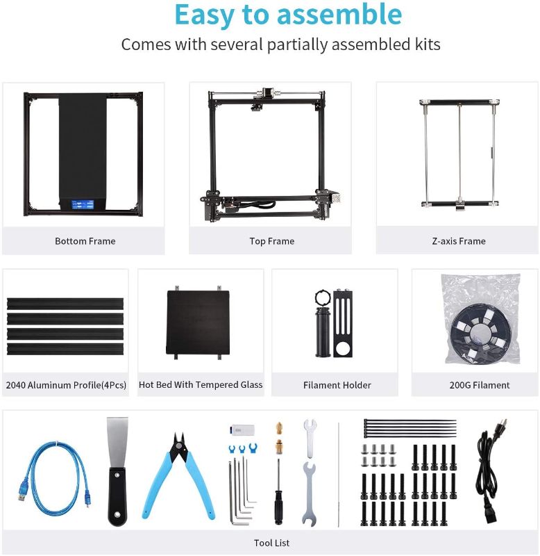 Photo 2 of Comgrow Official Creality Ender 5 Plus 3D Printer with BL Touch Auto-Leveling, Dual Z-Axis Touch Screen and Glass Bed Large Printing Size 350x350x400mm---ITEM IS DIRTY---LOOSE HARDWARE/POSSIBLE MISSING---
