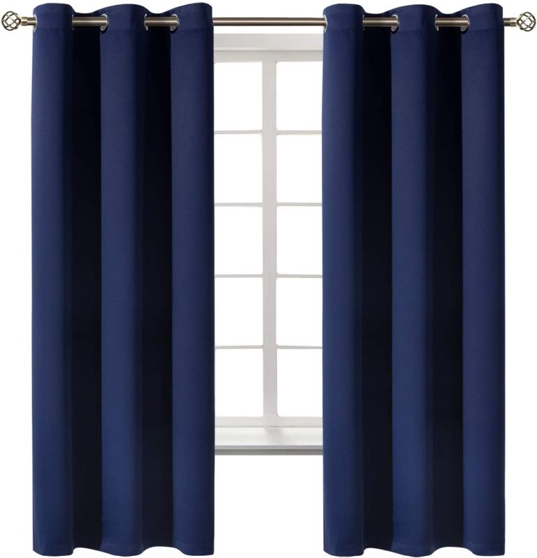 Photo 1 of BGment Blackout Curtains for Bedroom - Grommet Thermal Insulated Room Darkening Curtains for Living Room, Set of 2 Panels (42 x 63 Inch, Navy Blue)

