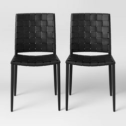 Photo 1 of 2pk Wellfleet Woven Leather Metal Base Dining Chair - Project 62™

