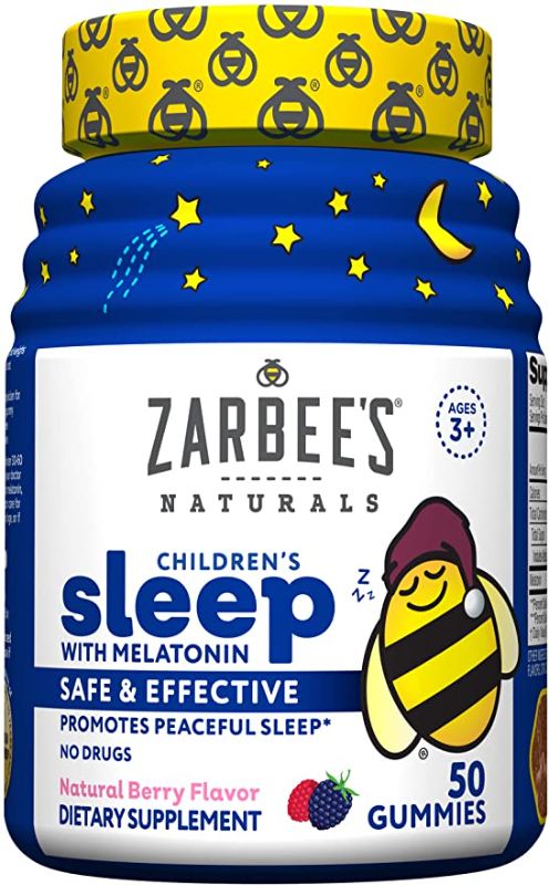 Photo 1 of Zarbee's Kids Melatonin Gummy, Drug-Free & Effective Bedtime Childrens Sleep Aid Supplement, Natural Berry Flavored, Multi-Colored, 50 Count Gummies EXP 10.2022