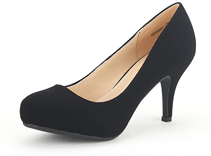 Photo 1 of DREAM PAIRS Tiffany Women's New Classic Elegant Versatile Low Stiletto Heel Dress Platform Pumps Shoes Black, 8.5