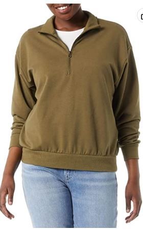 Photo 1 of Terry Cotton & Modal Oversized-Fit Quarter-Zip Sweatshirt and Crop Jogger Set - XS 
