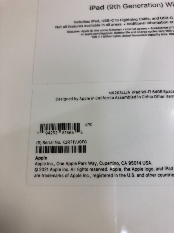Photo 6 of 2021 Apple 10.2-inch iPad - Gen 9 (Wi-Fi, 64GB) - Space Gray - FACTORY SEALED
