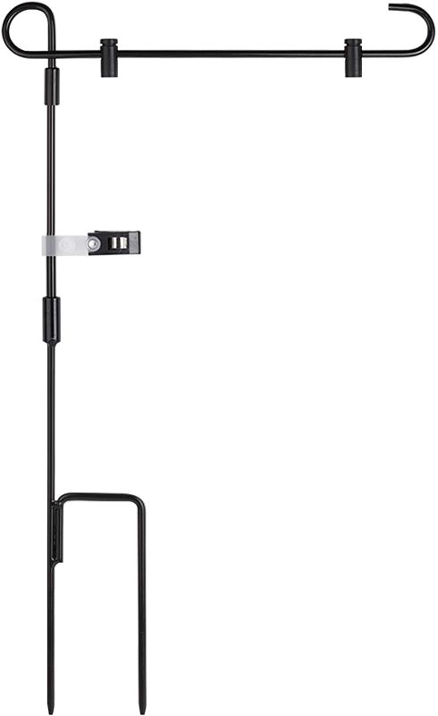 Photo 1 of Garsum Garden Flag Stand Banner Flagpole Iron Stand-Holder-Pole Holds Flags up to 12.5" in Width for Outdoor Lawn
