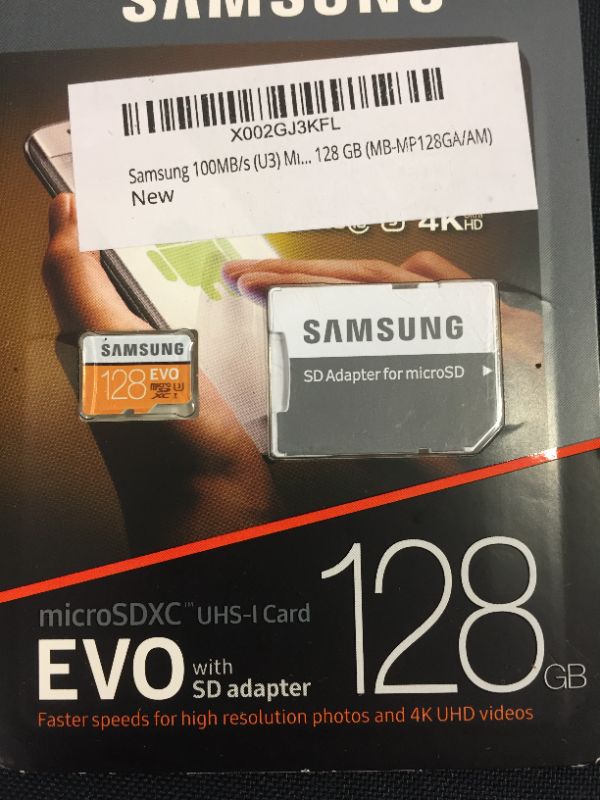 Photo 2 of Samsung 100MB/s (U3) MicroSD EVO Memory Card with Adapter 128 GB (MB-MP128GA/AM)
