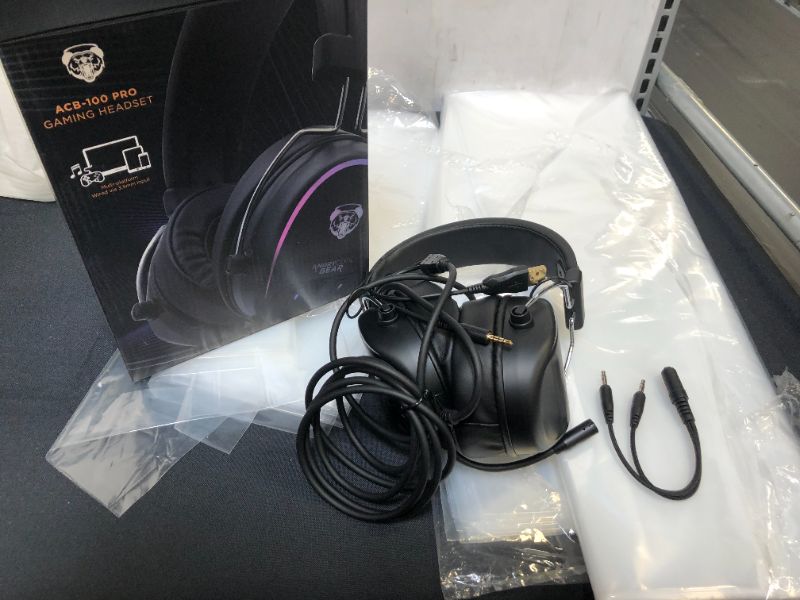 Photo 2 of AngryCoolBear Gaming Headset ACB-100 Pro. 50mm Drivers for Punchy bass and Gorgeous Detail, Flexible Noise-Cancelling mic, Super Soft Ear-Cushions. 3.5mm for Xbox, PS4, PS5, PC and More.
