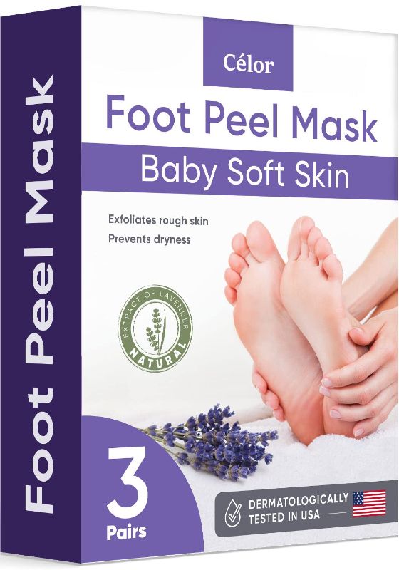 Photo 1 of ??Foot Peel Mask (3 Pairs) - Foot Mask for Baby soft skin - Remove Dead Skin | Foot Spa Foot Care for women Peel Mask with Lavender and Aloe Vera Gel for Men and Women Feet Peeling Mask Exfoliating