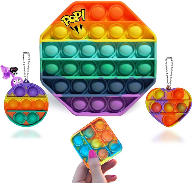 Photo 1 of 4 Pop Fidget Toys Mini Pop Its Keychain for Girls Boys Sensory Toys for Autistic Children Figetget Toys Pack Among Us Simple Dimple Jumbo Poppers Fidget Toy Pack Party Favors for Kids
