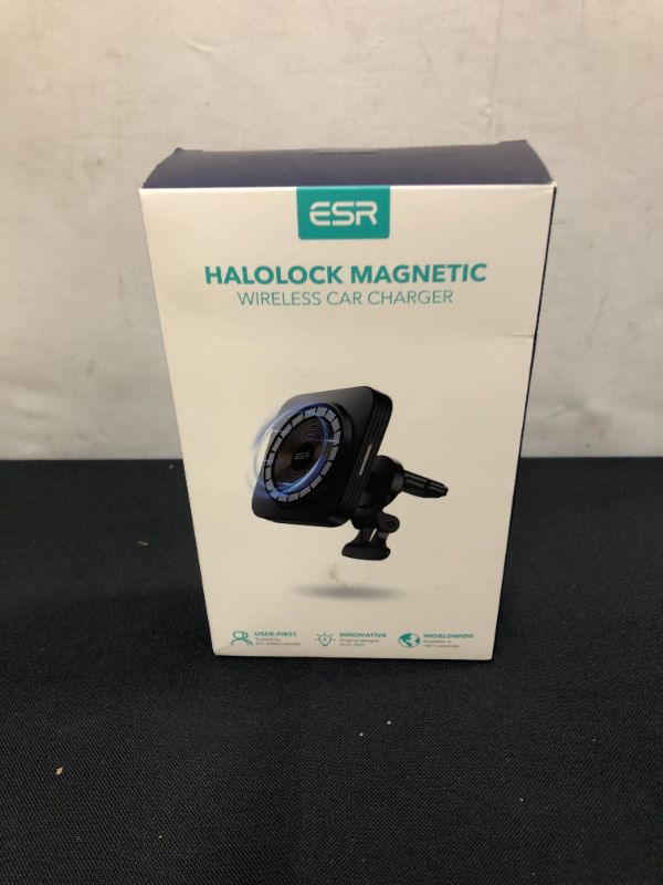 Photo 2 of ESR HaloLock Magnetic Wireless Car Charger, Fast Charging, Compatible with MagSafe Car Charger, Air Vent Mount Compatible with iPhone 13/13 mini/13 Pro Max/12/12 Pro/12 mini/12 Pro Max, Black FACTORY SEALED