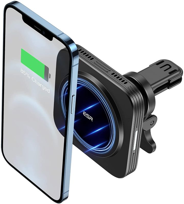 Photo 1 of ESR HaloLock Magnetic Wireless Car Charger, Fast Charging, Compatible with MagSafe Car Charger, Air Vent Mount Compatible with iPhone 13/13 mini/13 Pro Max/12/12 Pro/12 mini/12 Pro Max, Black FACTORY SEALED
