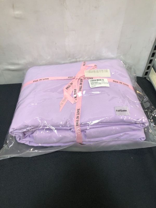 Photo 2 of Uhsupris Purple Duvet Covers Full/Queen Size 3 Pieces Solid Color Bedding Set with Zipper & Corner Ties(No Comforter)
