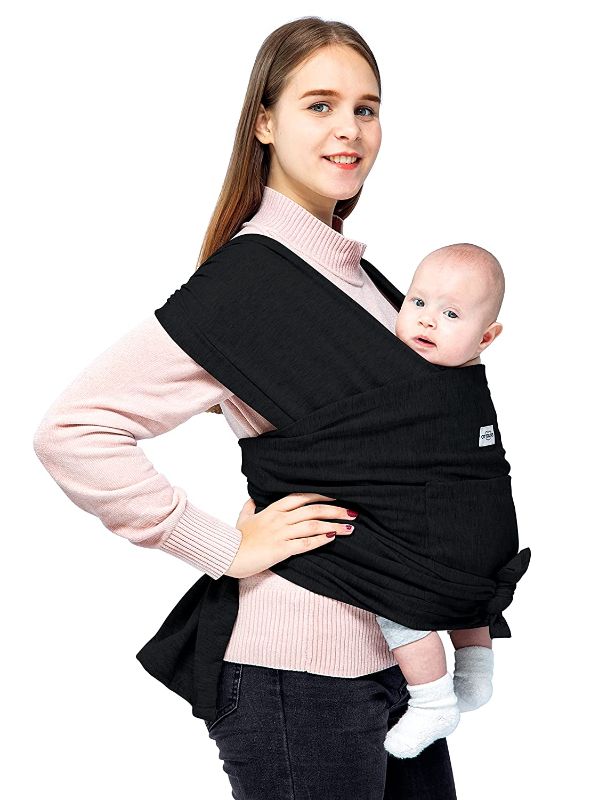 Photo 1 of Baby Wrap Carrier Slings, OTTOLIVES Hands Free Baby Carrier Slings Adjustable Softness Lightweight and Breathable for Newborn Infants and Babies Child up to 24 lbs (Black)
