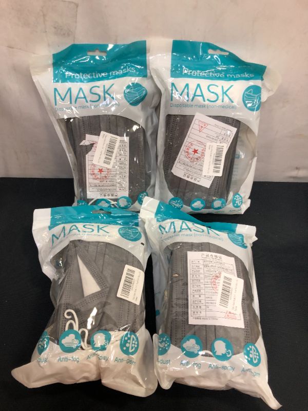 Photo 2 of 50pcs Face Mask Disposable Gray Breathable Safety Earloop Masks Nose Wire Comfortable Adult Face Masks - 4 BAGS - TOTAL 200 PCS 
