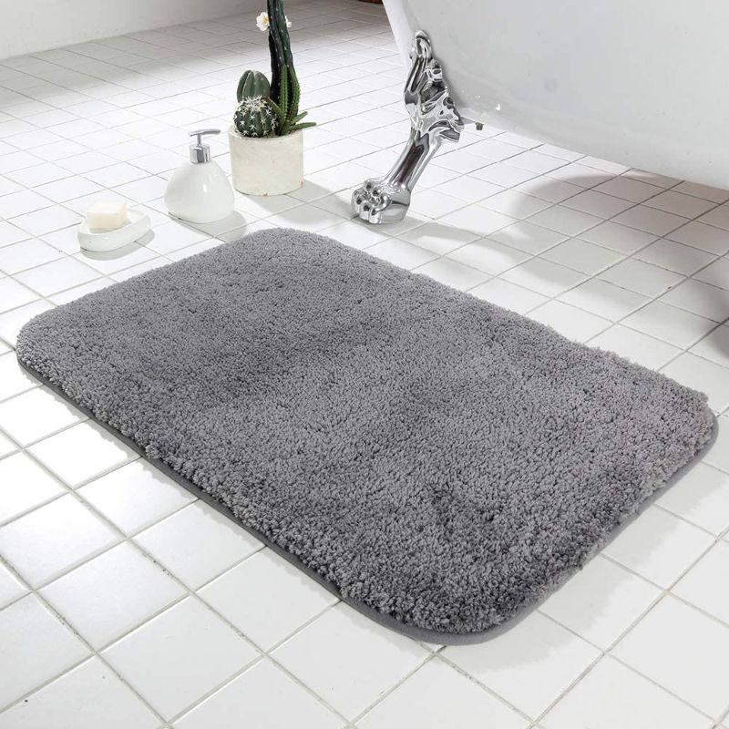 Photo 1 of COSY HOMEER 30X20 Inch Bathroom Rug Mat Non Slip 100% Polyester Super Cozy Velvet Machine Washable Fuzzy Rugs with Strong Absorbent Function,Grey
