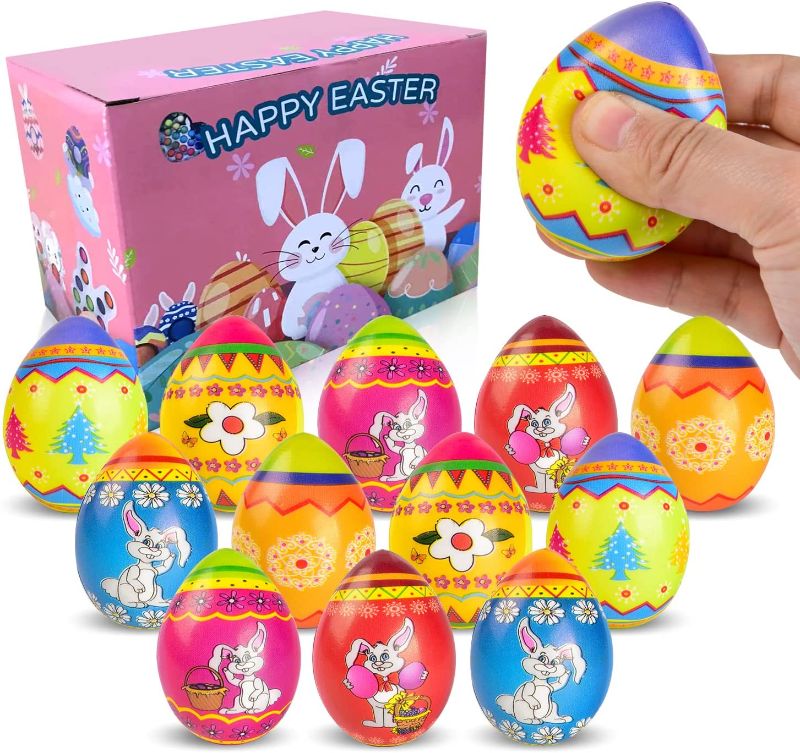Photo 1 of 12 PCS Easter Eggs Slow Rising Squishy Toys Easter Basket Stuffers Easter Egg Fillers Gift for Kids Toddlers Fidget Toy Stress Relief Squishies Soft Party Favors for Boys Girls Easter Hunt Games
