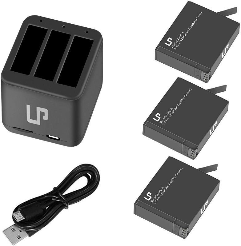 Photo 1 of Insta360 ONE X Battery Charger Pack, Compatible with Insta360 ONE X Action Camera, LP 3-Pack Replacement Battery & Triple Slot USB Charger with Built-in TF Memory Card Reader (Not for ONE X2)
